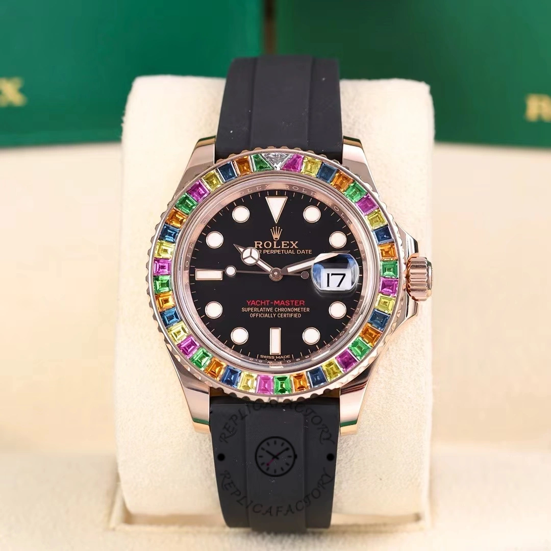 Replica Rolex Yacht-Master 116695 Black Rubber Strap Black Dial 40MM Mens Watch - QualitySwissReplica