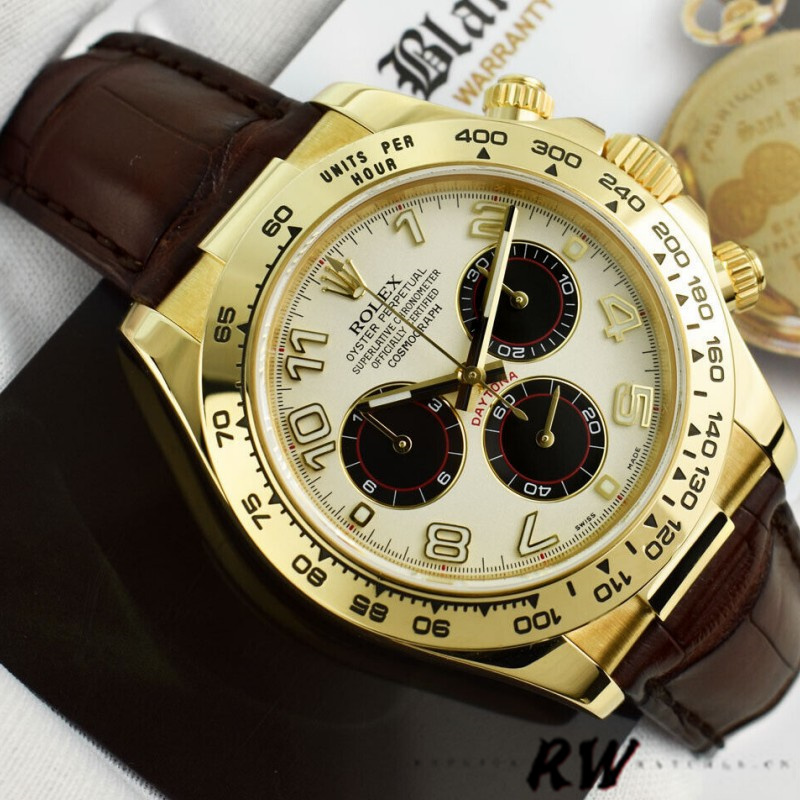 Replica Rolex Daytona 116518 Ivory Dial Brown Leather Strap 40mm Mens Watch - QualitySwissReplica