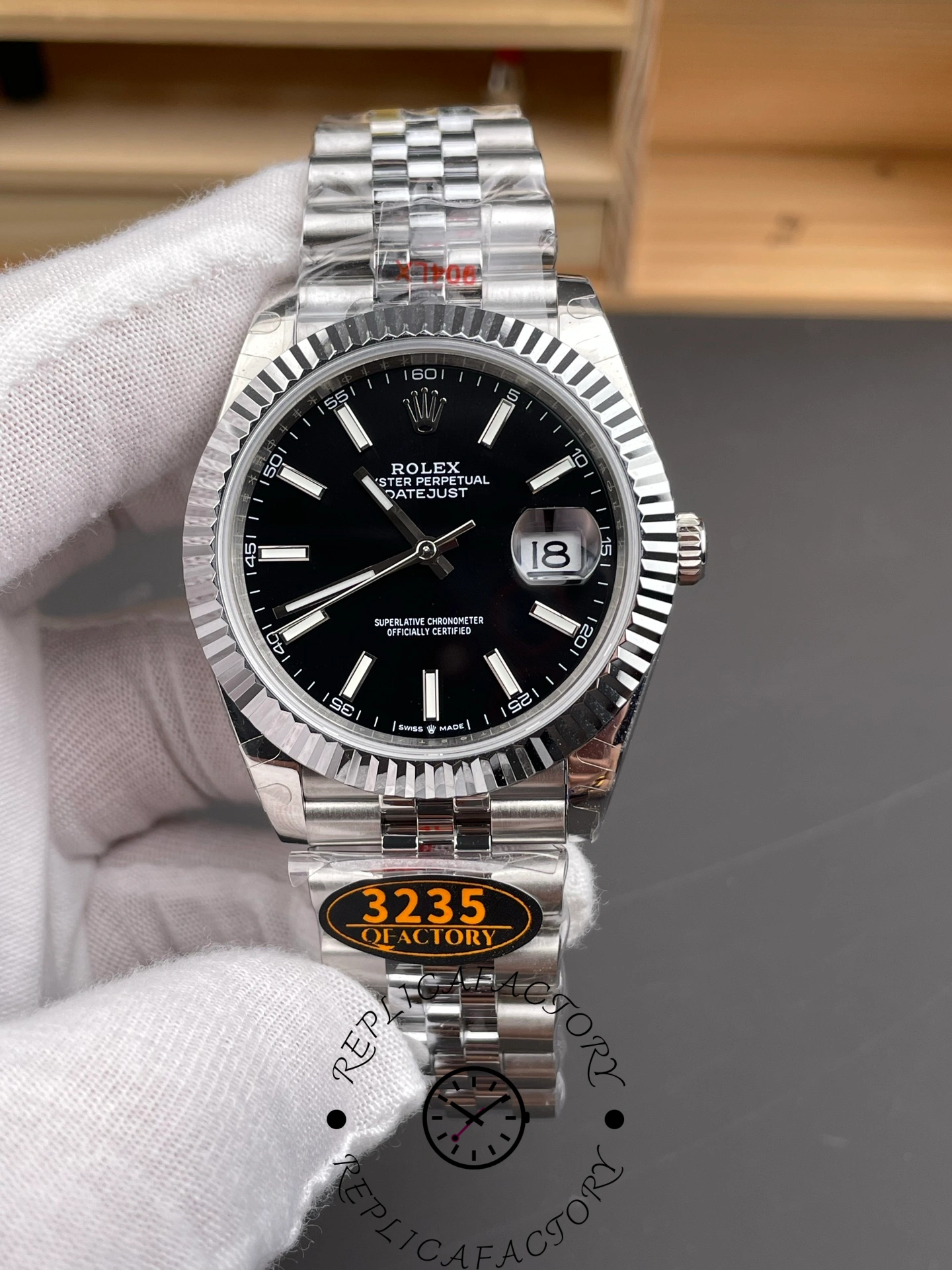 Replica Rolex Datejust 41mm Stainless Steel 126334 0018 Black Index Jubilee - QualitySwissReplica