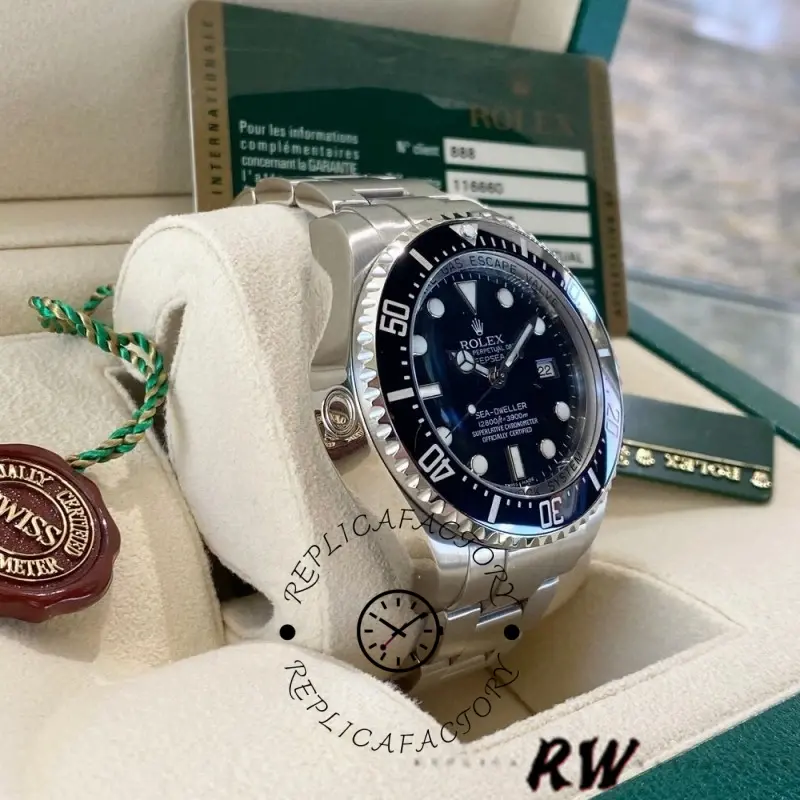 Replica Rolex Sea-Dweller Deepsea 116660 Stainless Steel Black Dial 44MM Mens Watch - QualitySwissReplica