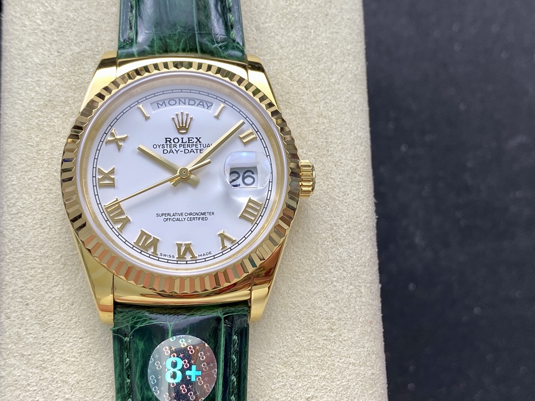 Replica Rolex Day Date 36 White Dial Solid 18k Yellow Gold 118138 Roman - QualitySwissReplica