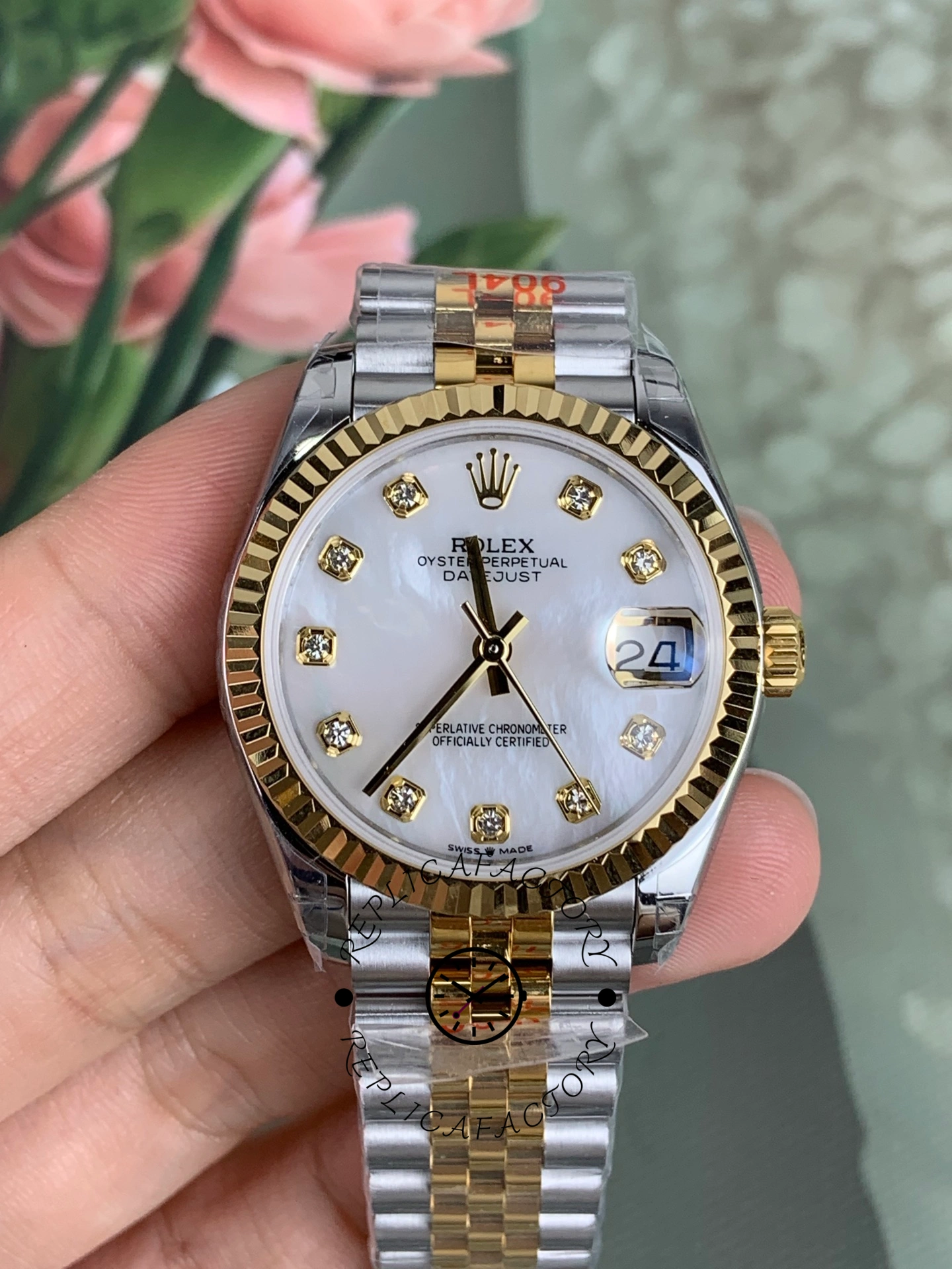 Replica Rolex Datejust 31mm Stainless Steel and Yellow Gold 278273 0028 Mop Diamond Jubilee - QualitySwissReplica