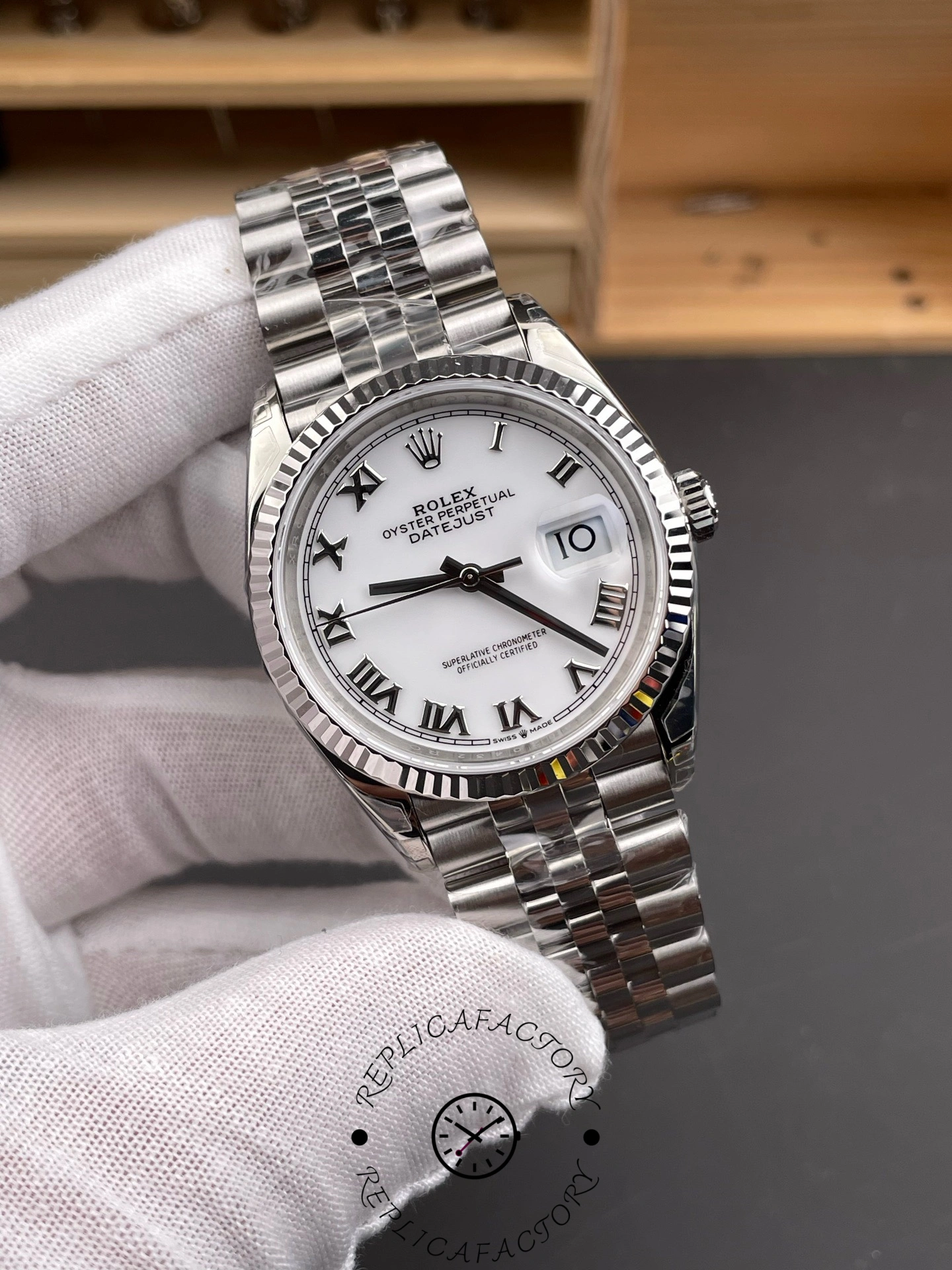 Replica Rolex Datejust 126234 Fluted Bezel White Roman Dial 36MM Unisex Watch - QualitySwissReplica