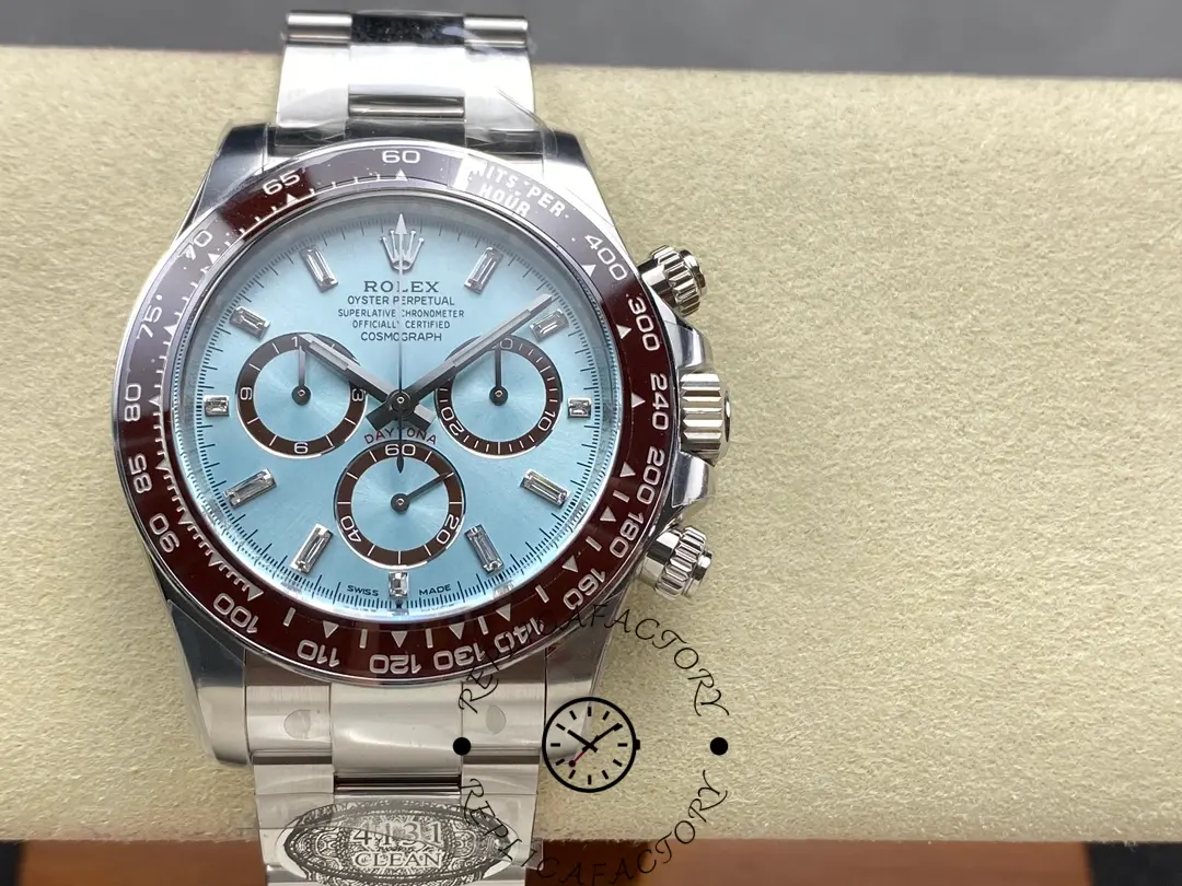 Replica Rolex Platinum Cosmograph Daytona Ice Blue Ice Blue Diamond Baguette Mark 126506 0002 - QualitySwissReplica