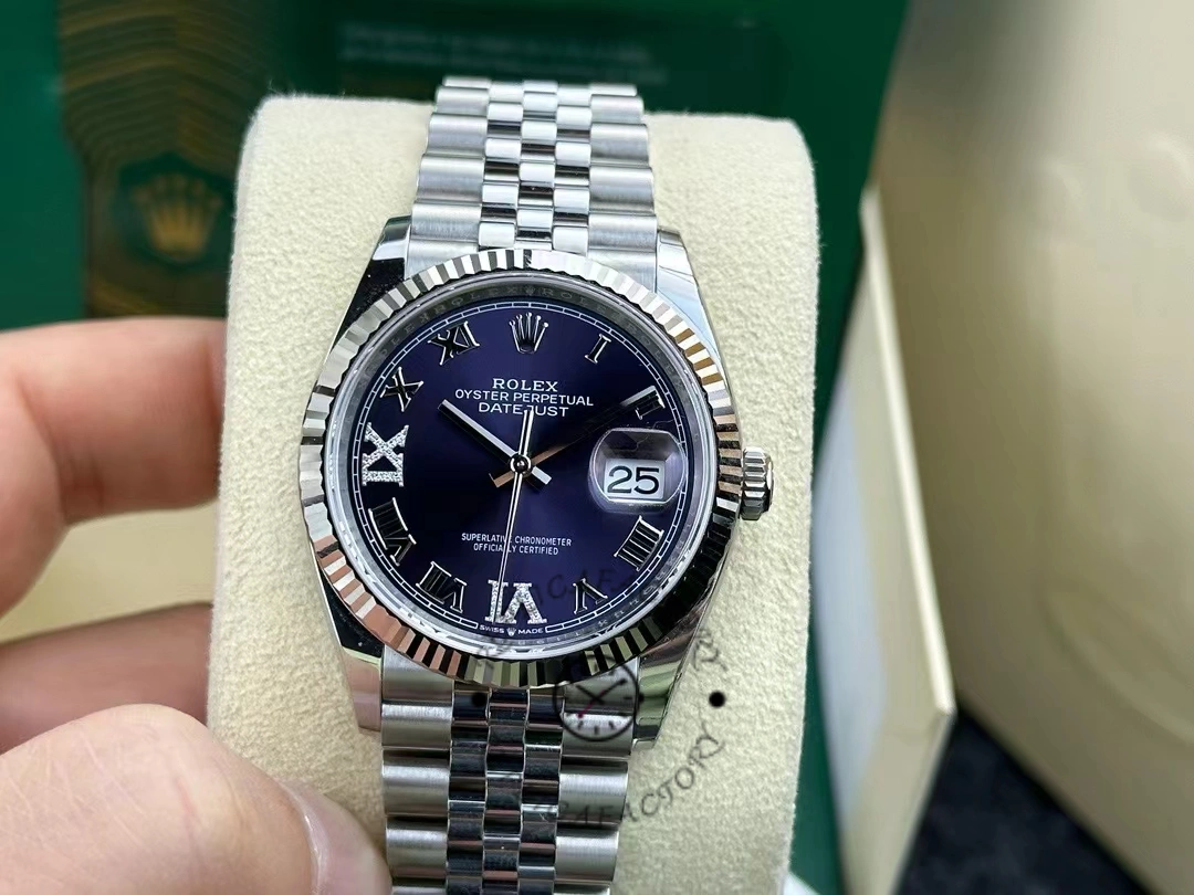 Replica Rolex Datejust 126234 Fluted Bezel Aubergine Dial 36MM Unisex Watch - QualitySwissReplica