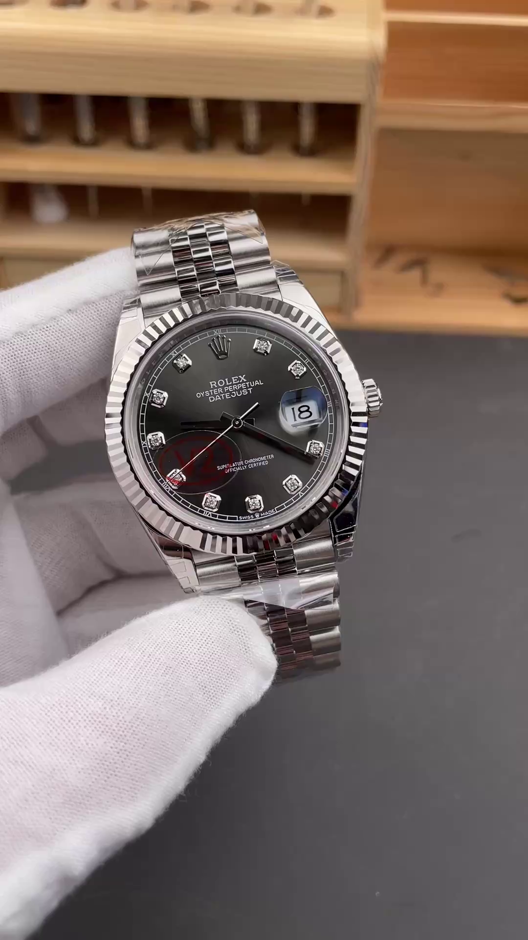 Replica Rolex Datejust 41mm Black Diamond Dial White Rolesor Case m126334 0012 Men's Watch - QualitySwissReplica