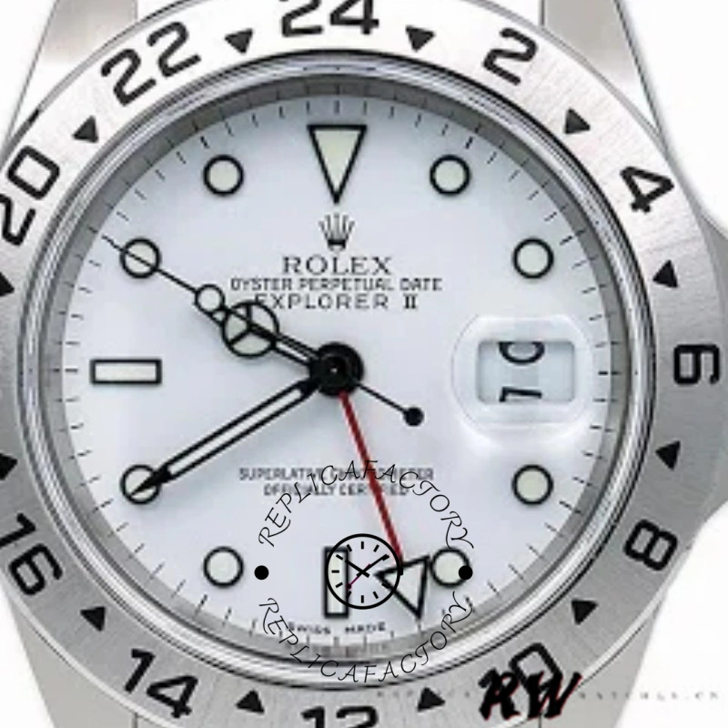 Replica Rolex Explorer II 16570 Stainless Steel White Dial 40MM Mens Watch - QualitySwissReplica
