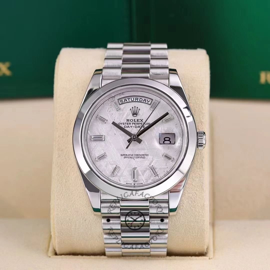 Replica Rolex Day-Date 40mm Platinum Meteorite Baguette 228206 0036 Men's Watch - QualitySwissReplica