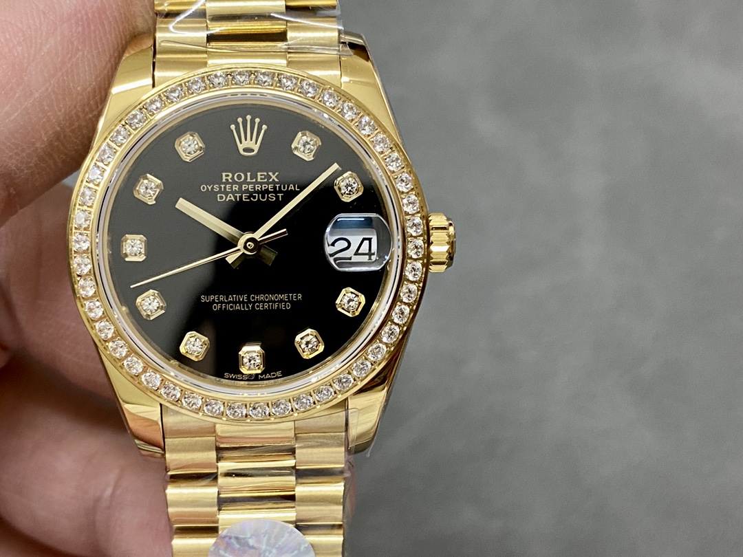 Replica Rolex Datejust 31mm Yellow Gold Black Dial 178288 0011 Ladies Watch - QualitySwissReplica