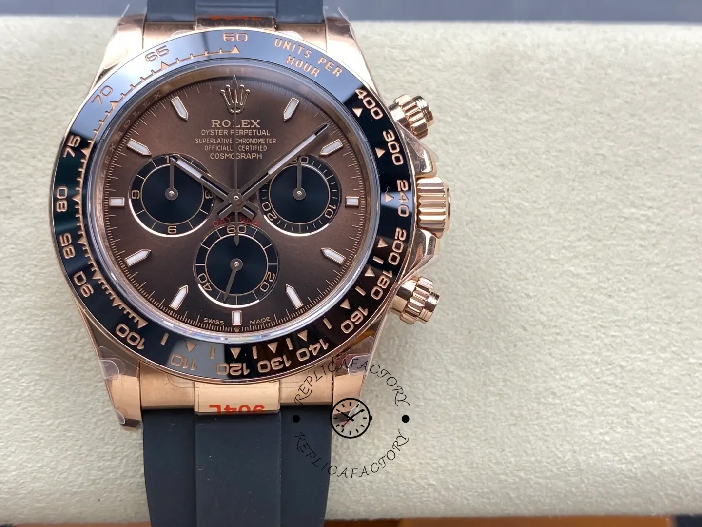 Replica Rolex Daytona Everose Rubber 116515 Chocolate - QualitySwissReplica