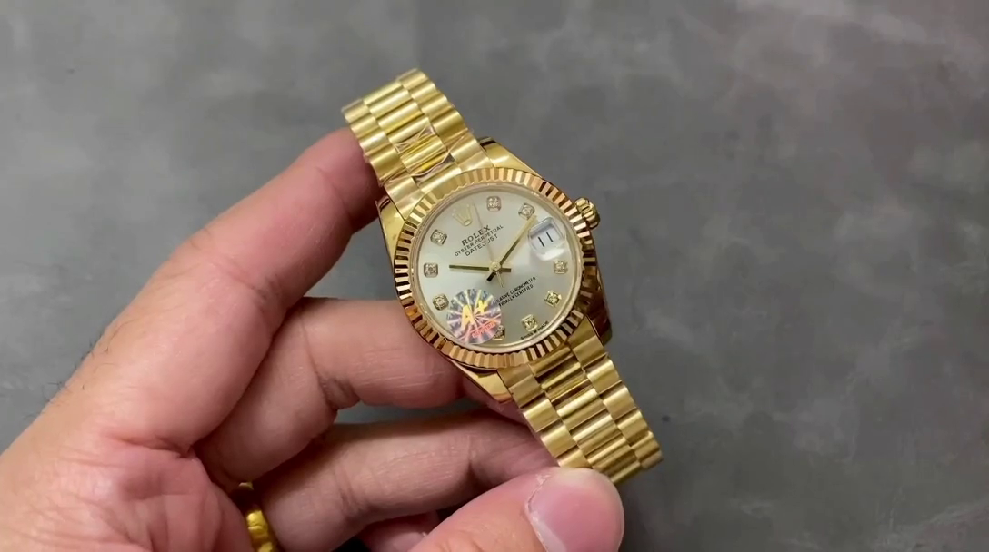 Replica Rolex Datejust 31 Yellow Gold Silver Diamond Dial M278278 0034 Women's Watch - QualitySwissReplica