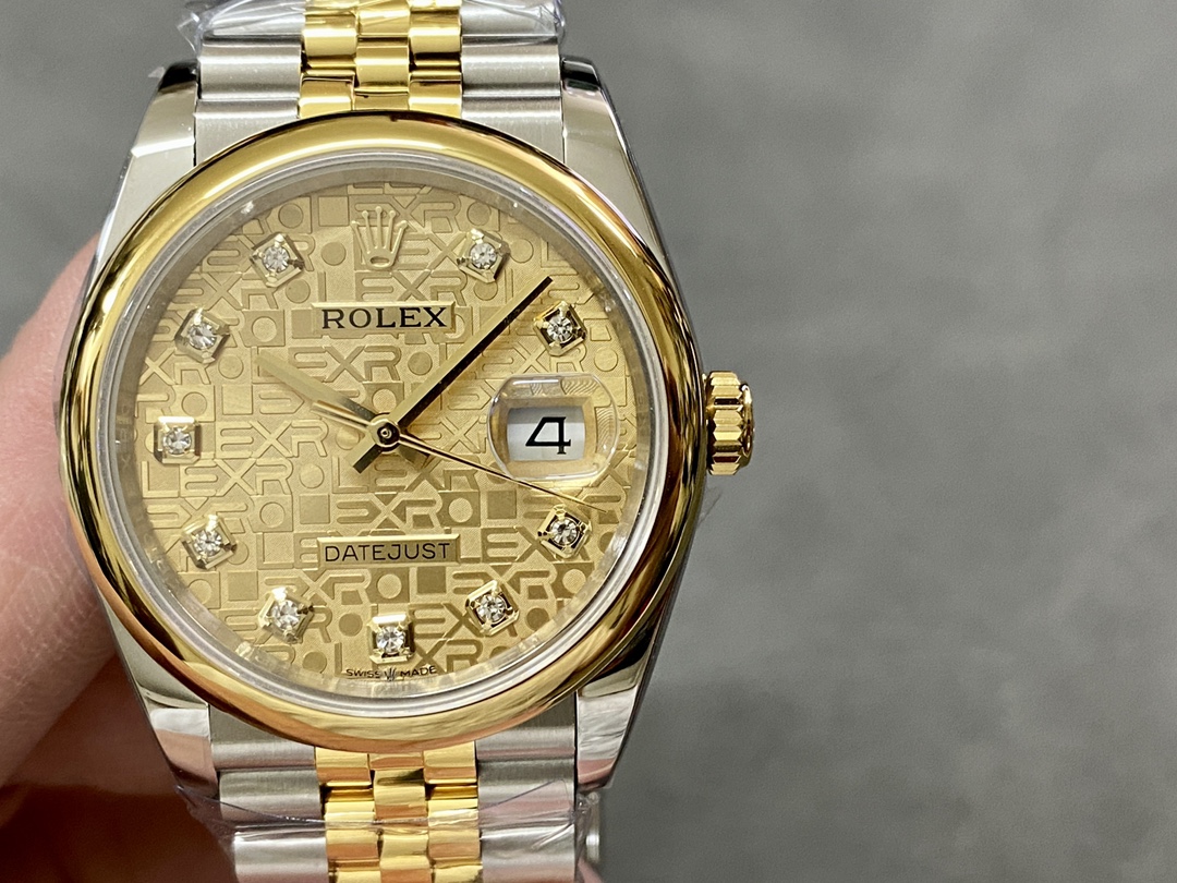 Replica Rolex Datejust 36 Champagne Diamond 116203 0173 Women's Watch - QualitySwissReplica