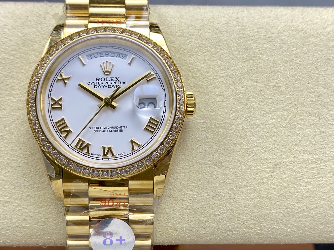 Replica Rolex Day Date 36 Yellow Gold m128348rbr 0064 White Dial - QualitySwissReplica