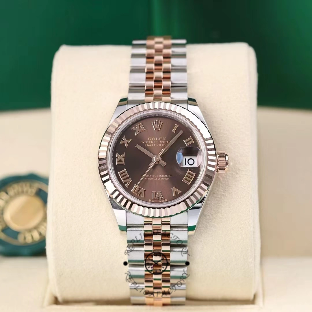 Replica Rolex Datejust 28 Chocolate Index Steel & Rose Gold m279171 0009 Women's Watch - QualitySwissReplica
