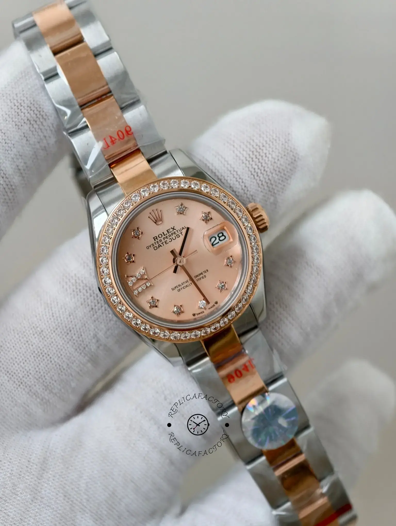 Replica Rolex Lady-Datejust 28 Two-Tone Oyster Steel Strap 279381RBR-0028 - QualitySwissReplica