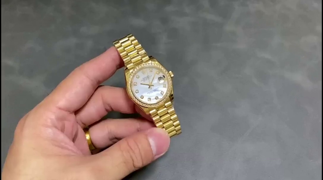 Replica Rolex Datejust 31 Yellow Gold Mother-of-Pearl Diamond Dial Diamond Bezel m278288rbr 0006 - QualitySwissReplica