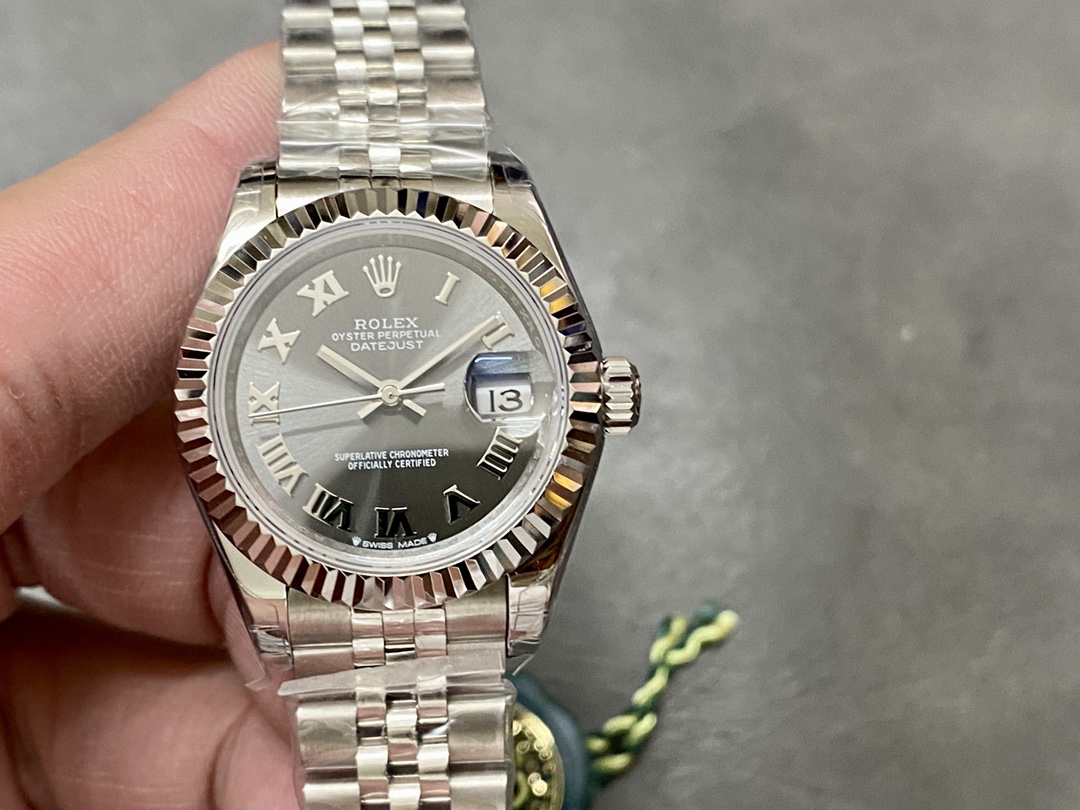 Replica Rolex Datejust 279174 Stainless Steel Dark Grey Roman Dial 28mm Lady Watch - QualitySwissReplica