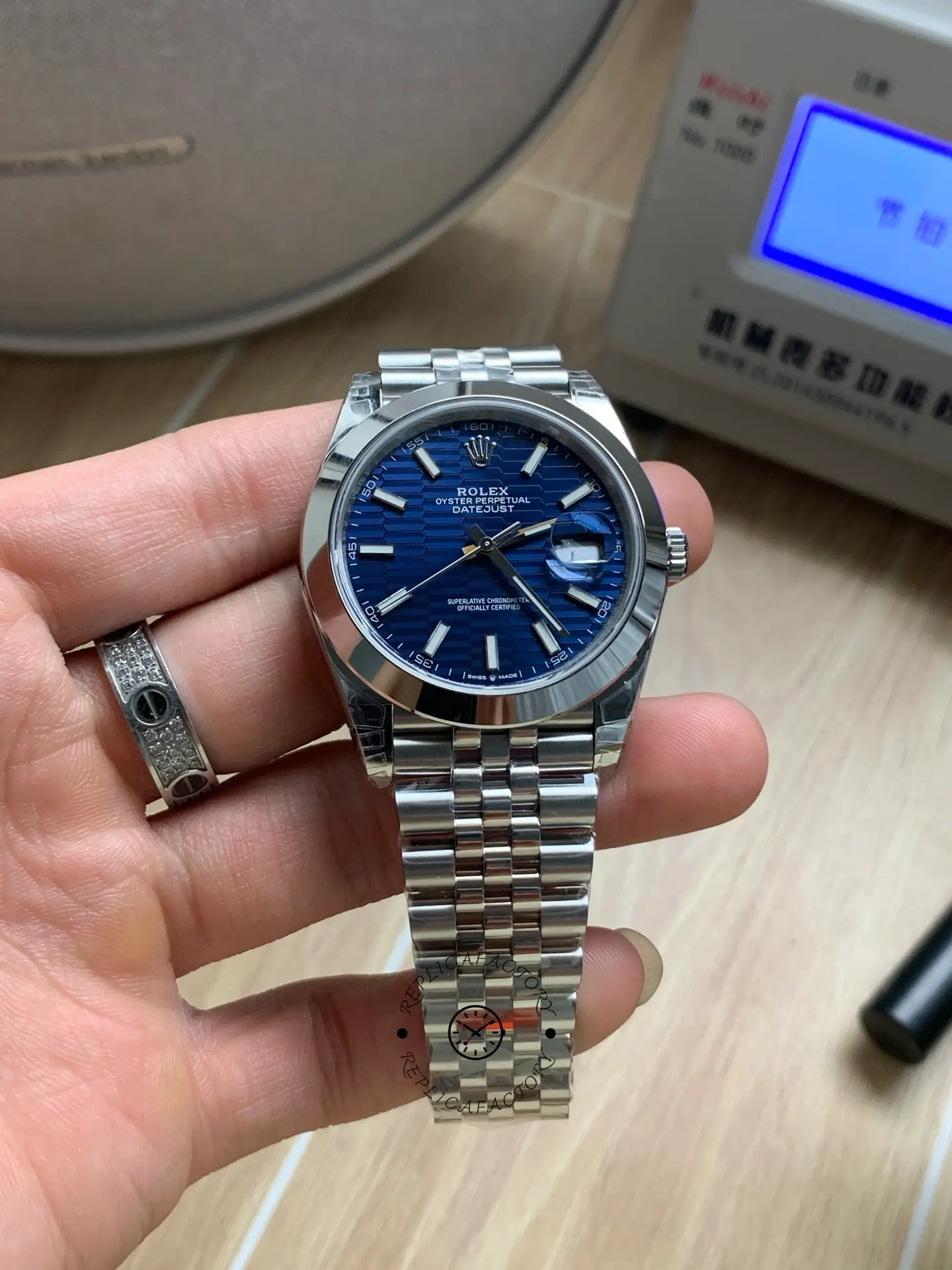 Replica Rolex Datejust 41 Stainless Steel Smooth 126300 0024 Blue Stick Dial - QualitySwissReplica