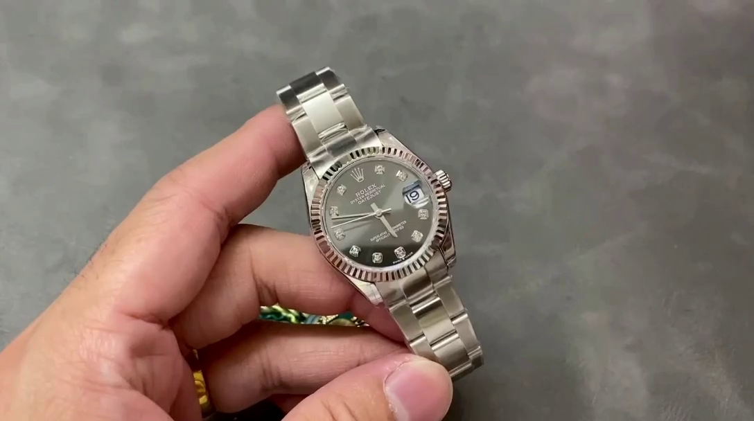 Replica Rolex Datejust 31 Grey Diamond Dial Fluted Bezel 278274 Women's Watch - QualitySwissReplica