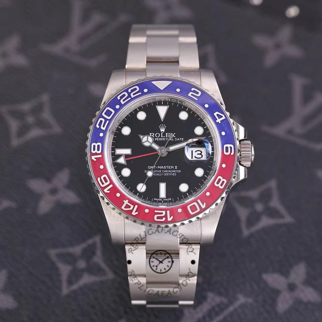 Replica Rolex GMT Master II 116719BLRO White Gold Pepsi Black Dial 40mm Mens Watch - QualitySwissReplica