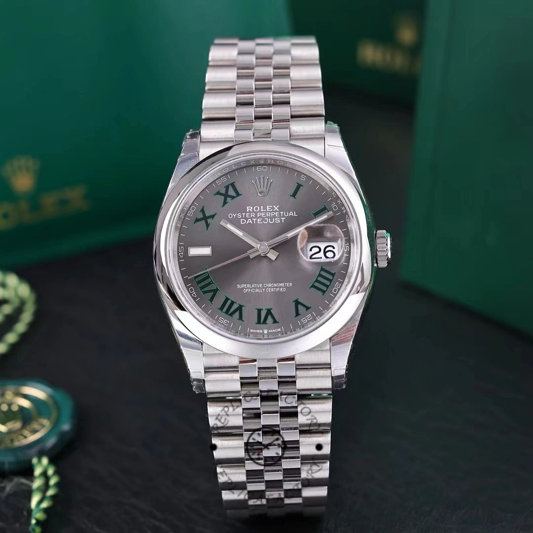 Replica Rolex Datejust m126200 0017 Grey Wimbledon dial Stainless Steel 36MM Unisex Watch - QualitySwissReplica