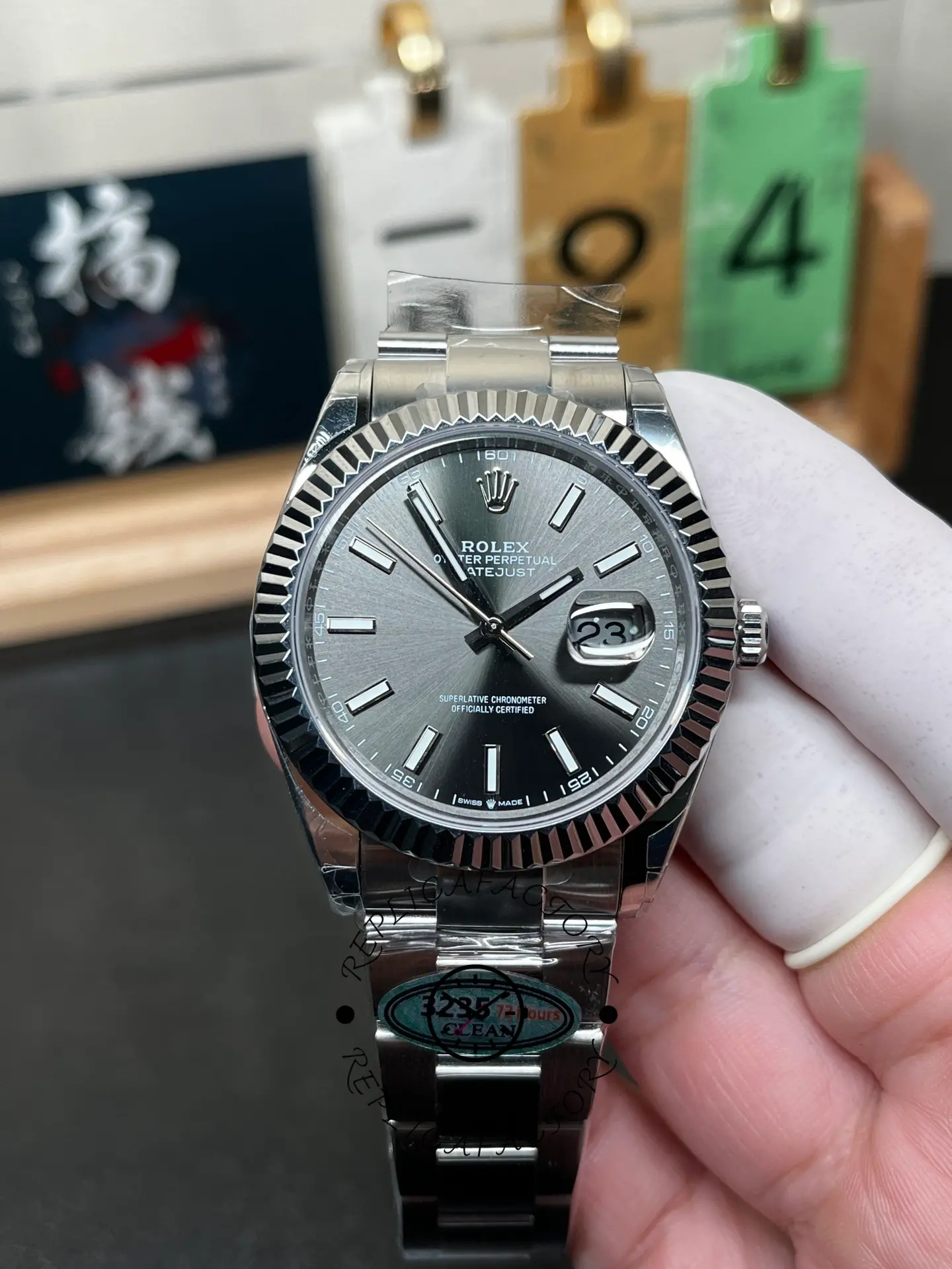 Replica Rolex Datejust 41 White Gold Fluted Bezel Slate Dial Oyster M126334 0013 Men's Watch - QualitySwissReplica