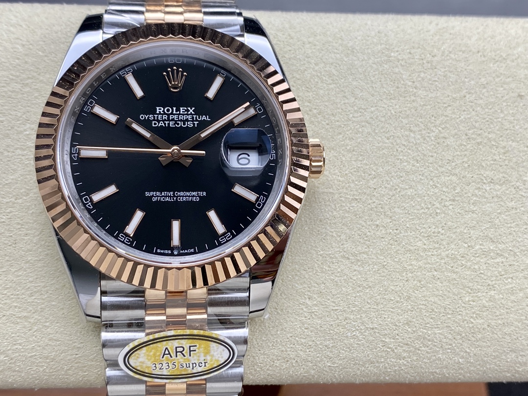 Replica Rolex Datejust 41 Everose Gold Black Dial Jubilee Bracelet 126331 - QualitySwissReplica