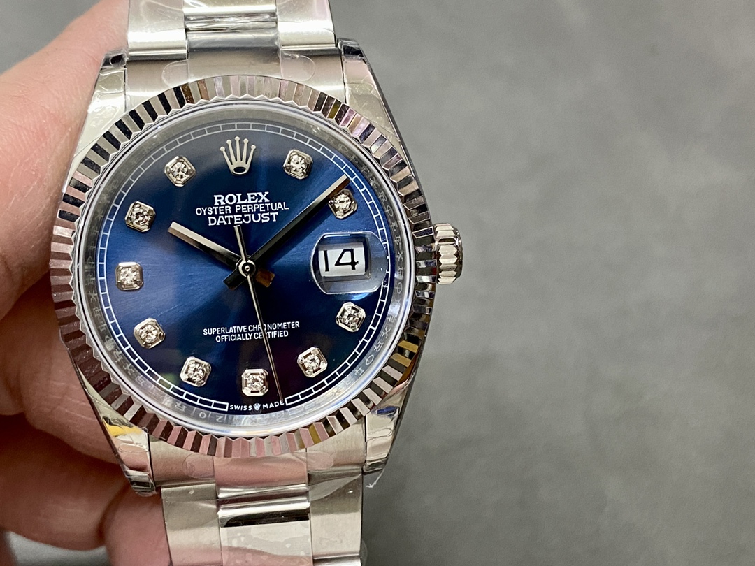 Replica Rolex Datejust 126234 Blue Index Dial Stainless Steel 36MM Unisex Watch - QualitySwissReplica