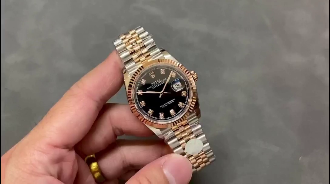 Replica Rolex Datejust 36 Everose Gold Black Diamond Dial M126231 0019 Women's Watch - QualitySwissReplica