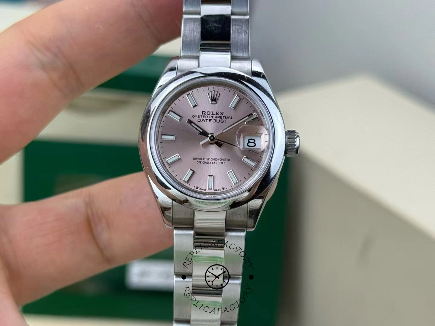 Replica Rolex Datejust 179160 Pink Index Dial Domed Bezel 26MM Lady Watch - QualitySwissReplica