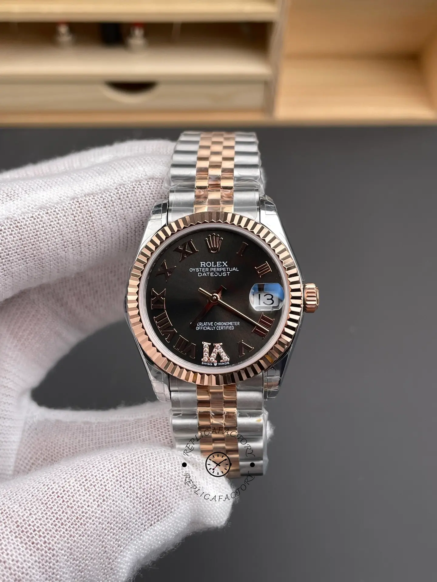 Replica Rolex Datejust 31 Slate Grey Dial Diamond VI 278271 0030 Women's Watch - QualitySwissReplica