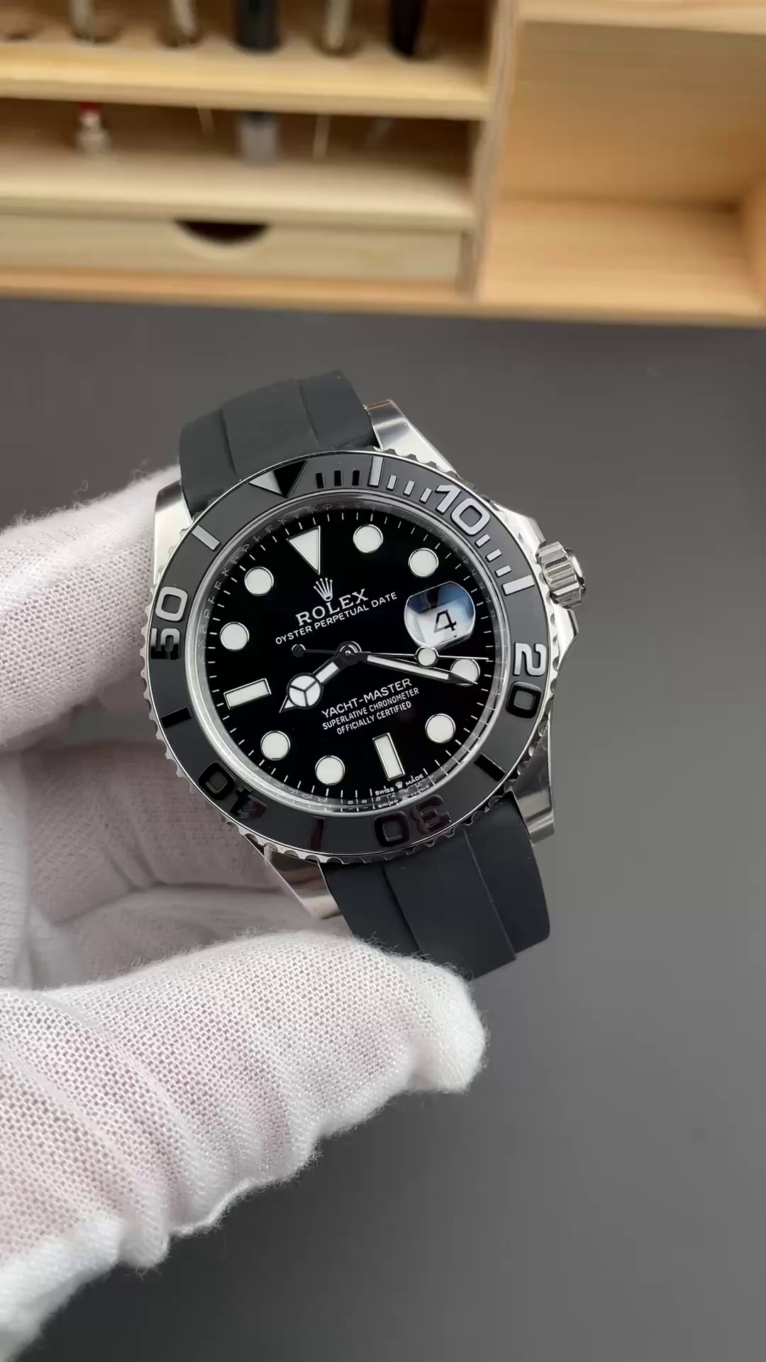 Replica Rolex Yacht-Master 226659-0002 White Gold Black Dial 42mm Mens Watch - QualitySwissReplica