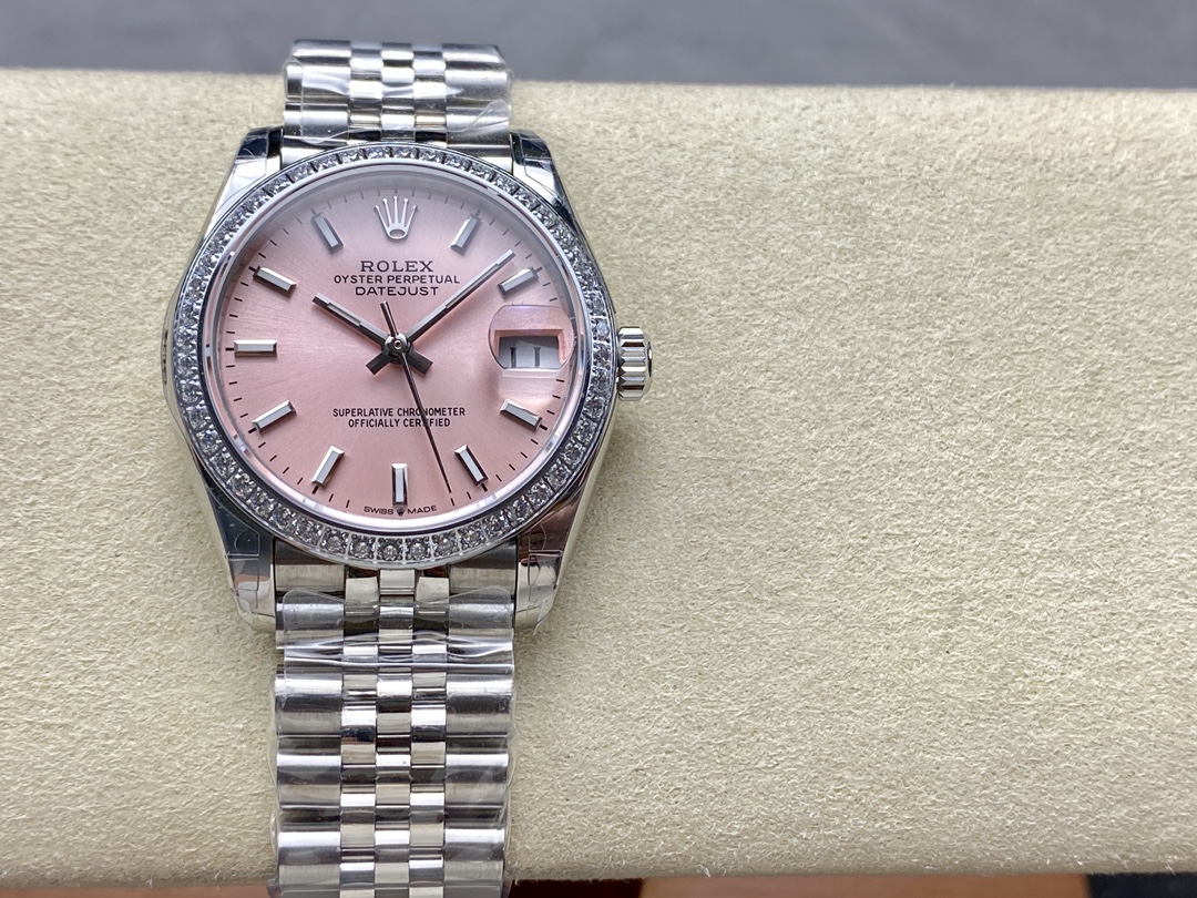 Replica Rolex Datejust 31 White Gold Bezel Diamonds 278384RBR 0018 Women's Watch - QualitySwissReplica
