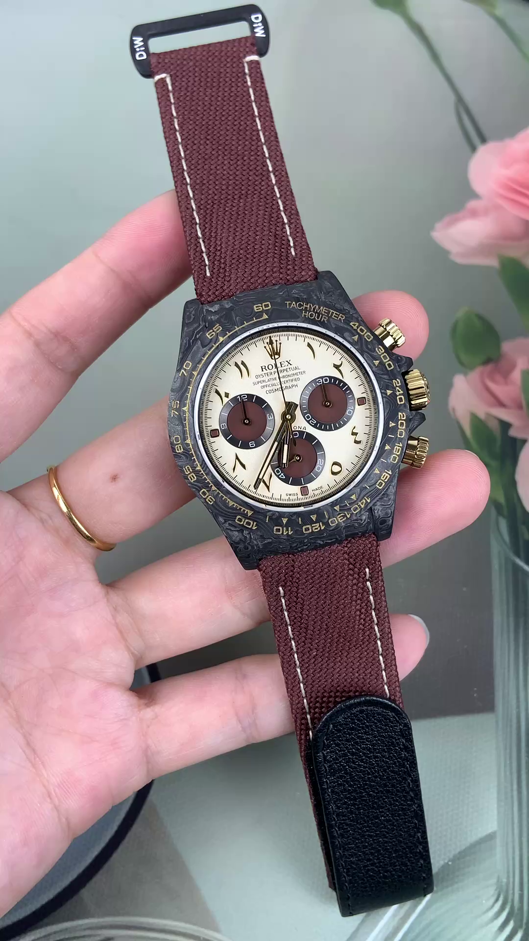 Replica Rolex Daytona DIW Desert Eagle Arabic Carbon Fiber Customised Cream Dial 40 mm - QualitySwissReplica