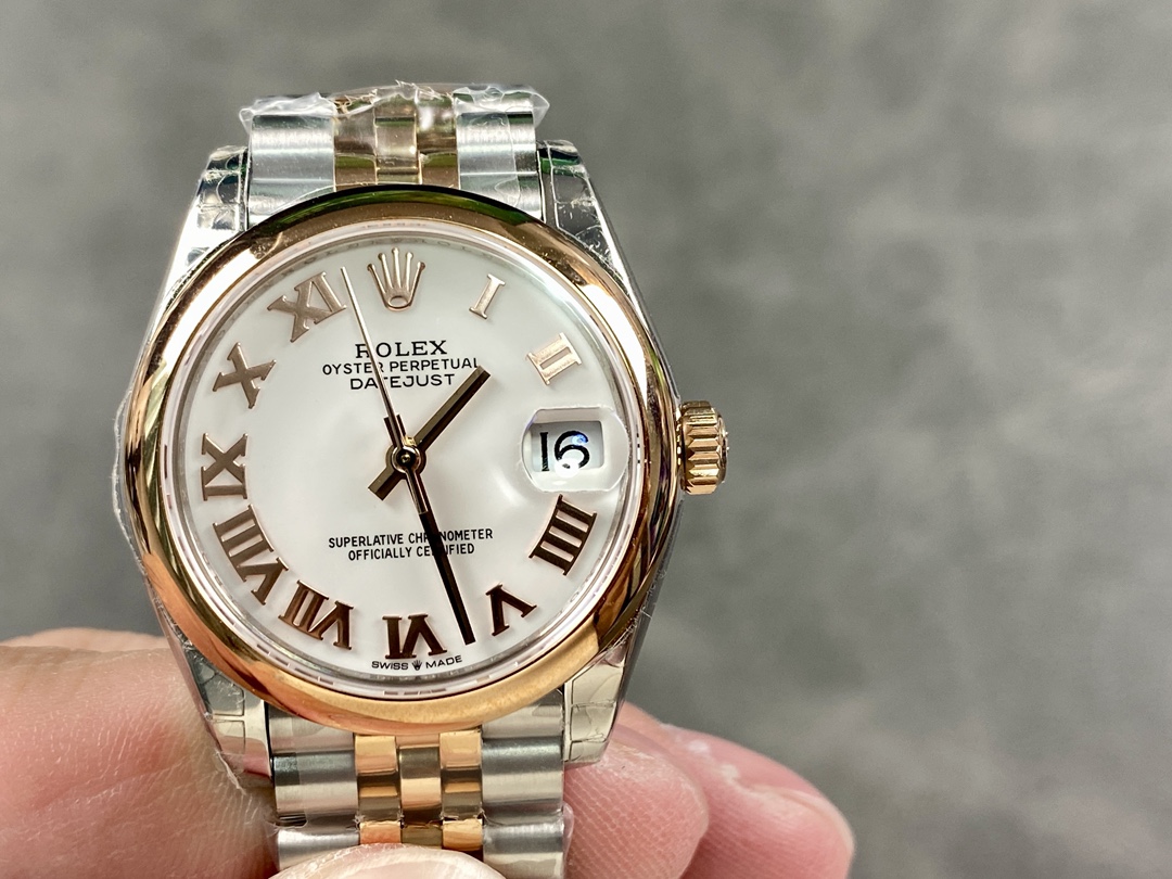 Replica Rolex Datejust 31mm Stainless Steel and Rose Gold 278241 0002 White Roman Jubilee - QualitySwissReplica