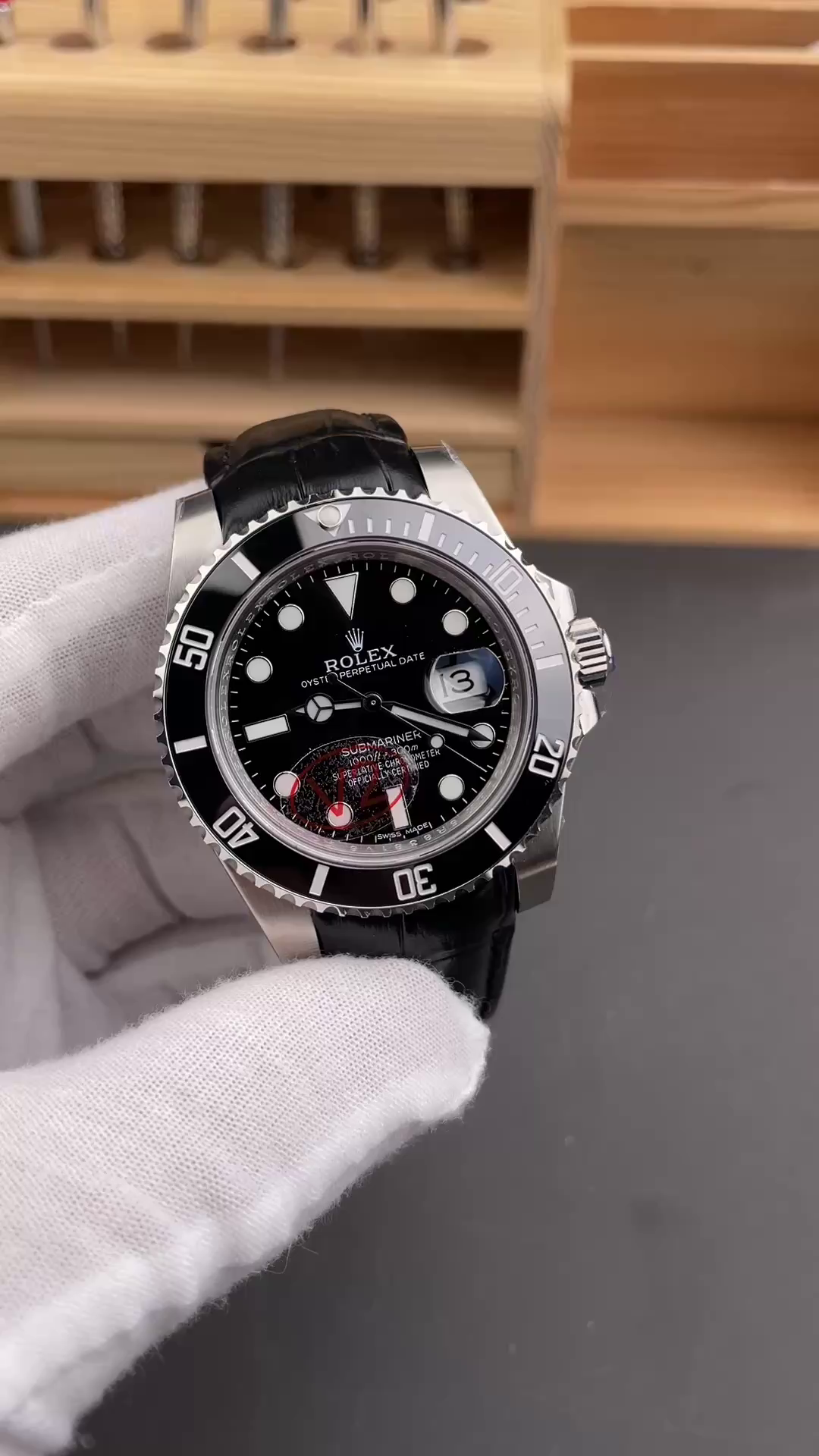 Replica Rolex Submariner 116610LN 1:1 Clone Black Dial Leather Strap - QualitySwissReplica
