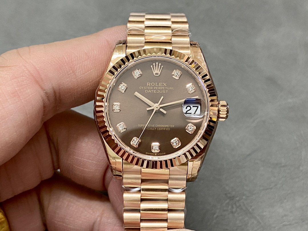 Replica Rolex Datejust 31mm Chocolate Dial Diamond Markers m278275 0010 Women's Watch - QualitySwissReplica