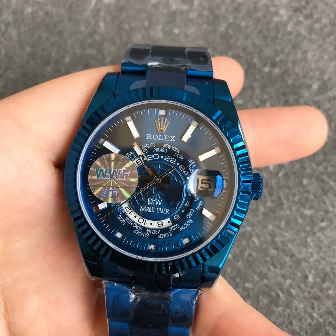 Replica Rolex DiW Sky Dweller 326934 BLUE DLC 40MM Men's Watch - QualitySwissReplica