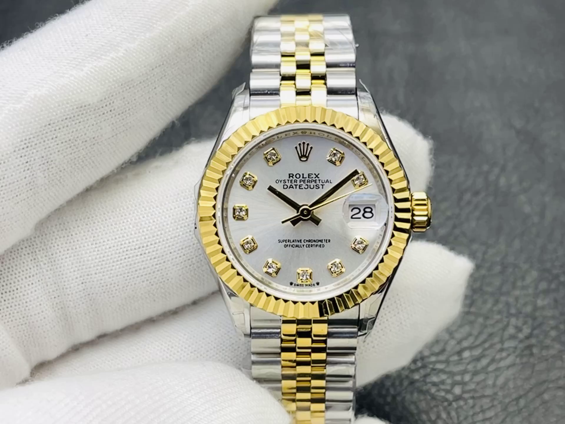 Replica Rolex Datejust 179173 White Diamond Dial Fluted Bezel 26MM Lady Watch - QualitySwissReplica