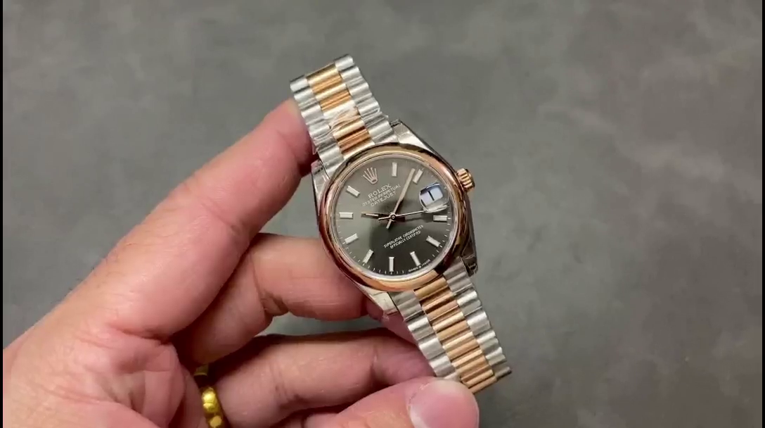 Replica Rolex Datejust 36 Everose Gold Grey Dial Jubilee m126201 0013 - QualitySwissReplica