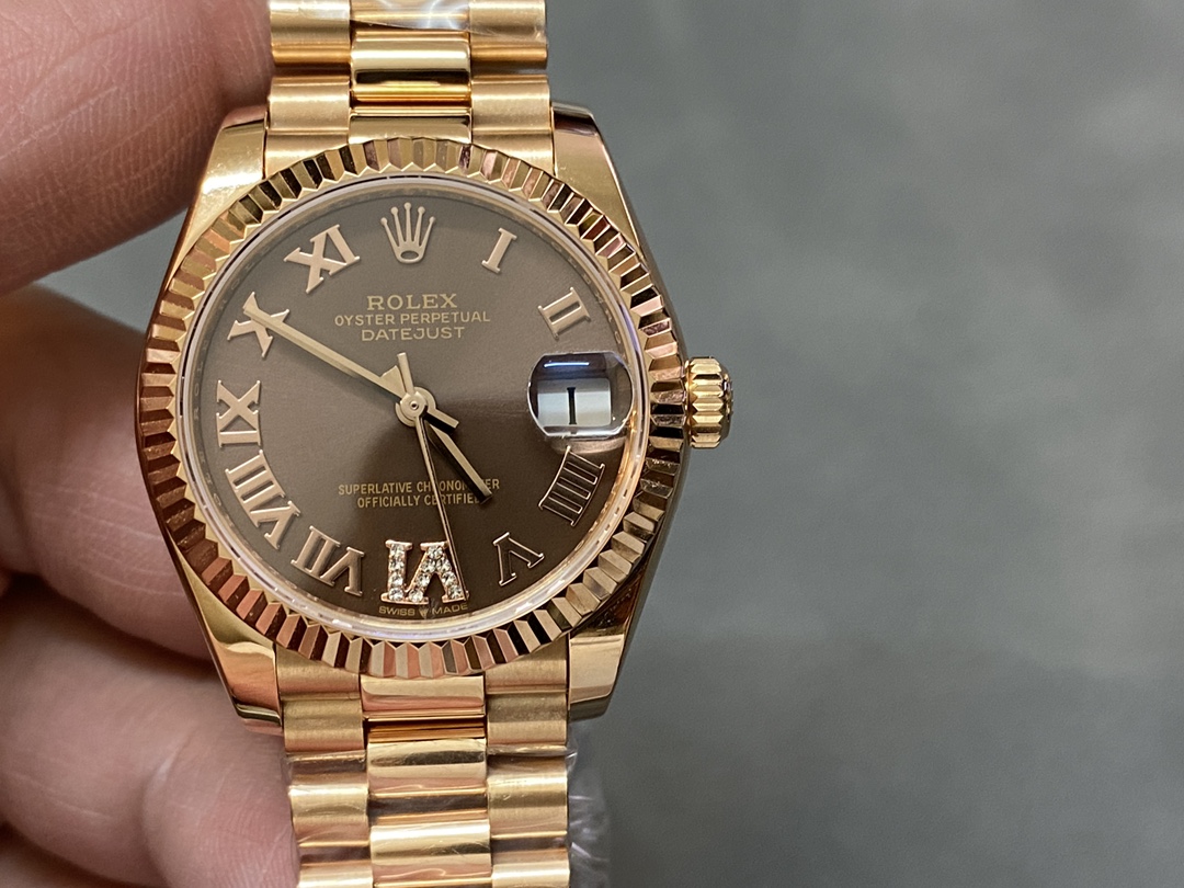Replica Rolex Datejust 31 Everose Gold Chocolate Dial m278275 0025 - QualitySwissReplica