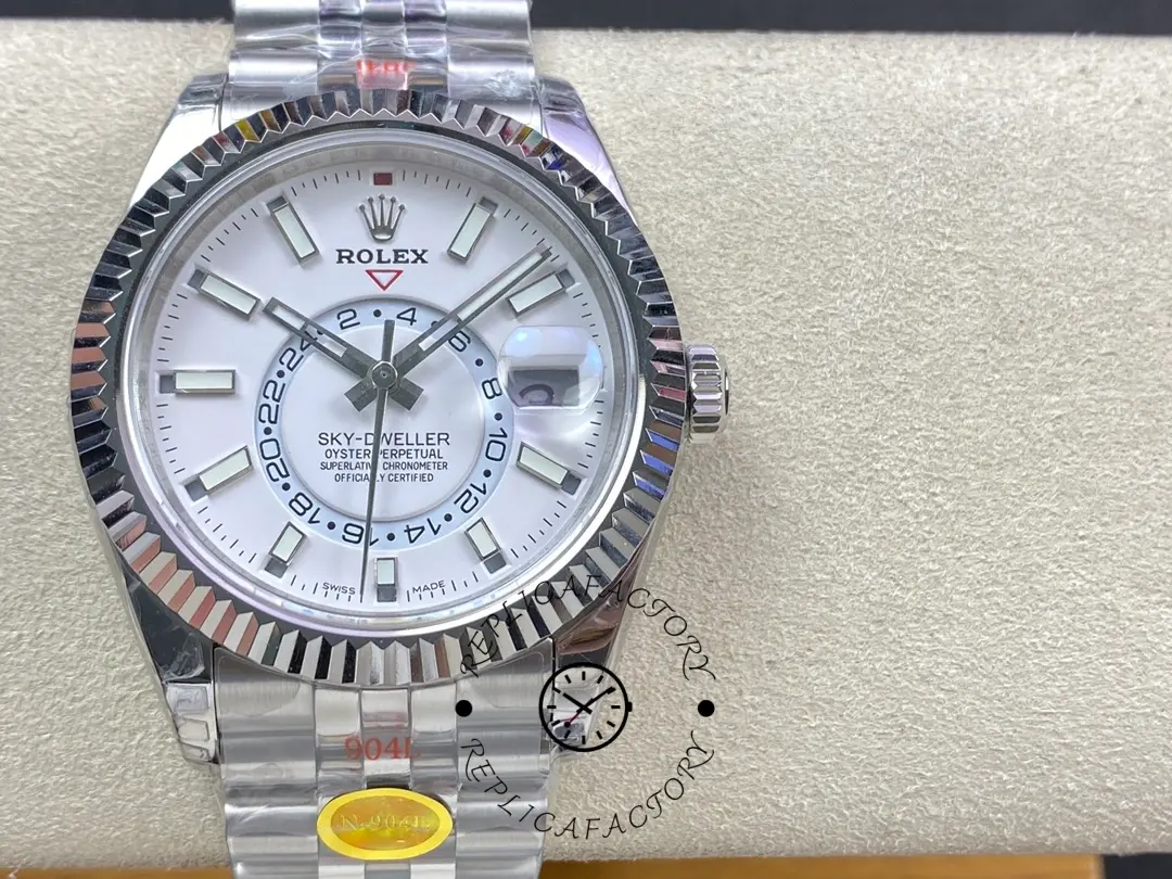 Replica Rolex Sky Dweller 42 White Dial Fluted Bezel M336934 0004 Men's Watch - QualitySwissReplica