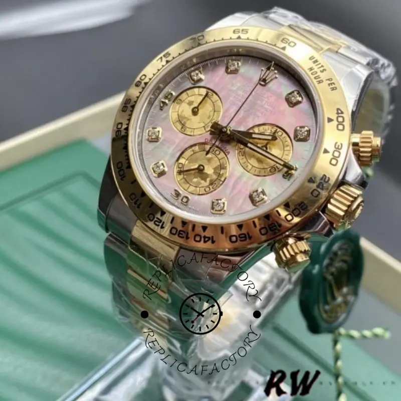 Replica Rolex Cosmograph Daytona 116503 Black Mother Of Pearl Dial 40MM Mens Watch - QualitySwissReplica