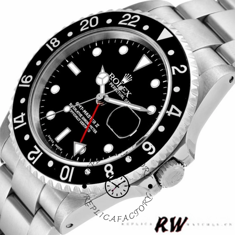 Replica Rolex GMT-Master II 16710 Black Dial Stainless Steel Case 40MM Mens Watch - QualitySwissReplica