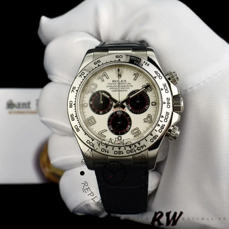 Replica Rolex Daytona 116519 White Dial Black Eyes 40mm Mens Watch - QualitySwissReplica
