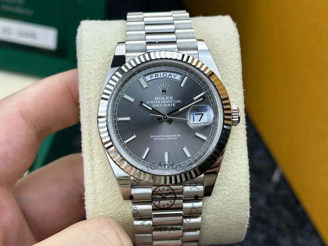 Replica Rolex Day Date 40 18K White Gold Slate Dial M228239 0060 Men's Watch - QualitySwissReplica