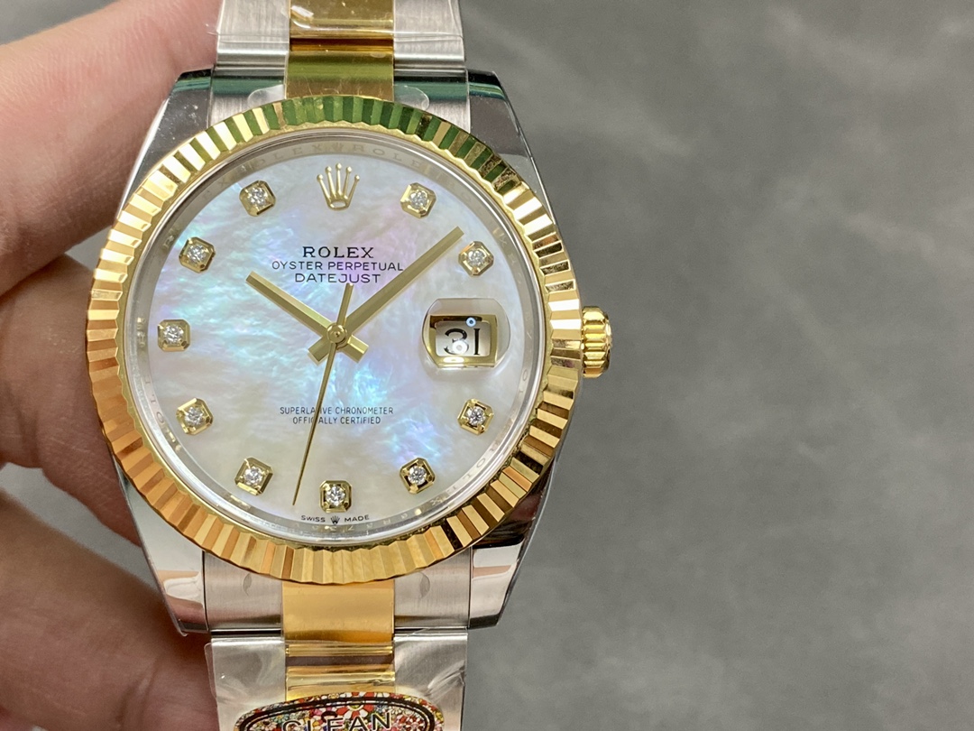 Replica Rolex Datejust 126233 White MOP Diamond Dial 36MM Unisex Watch - QualitySwissReplica