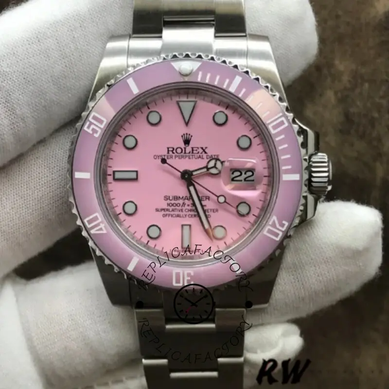 Replica Rolex Submariner Date 116610LN Stainless Steel Oyster 40MM Pink Dial Mens Watch - QualitySwissReplica