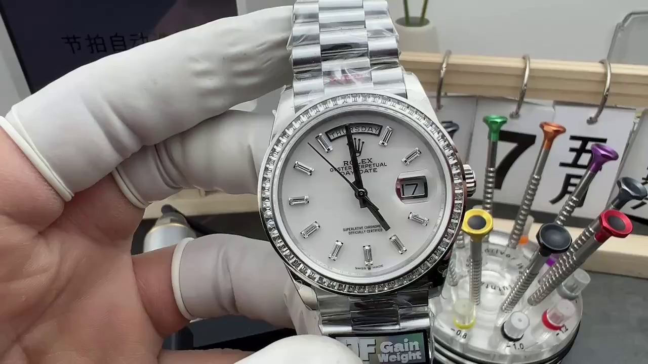 Replica Rolex Day Date 36 MOP Dial Diamond Bezel Platinum m128396tbr 0022 - QualitySwissReplica