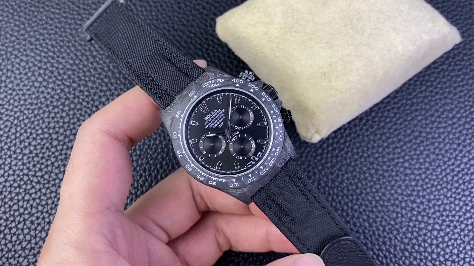 Replica Rolex Daytona DIW Black Carbon Case Black Dial Nylon Strap 40mm Limited Edition - QualitySwissReplica